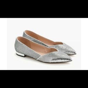 JCREW Gwen silver sequin flats